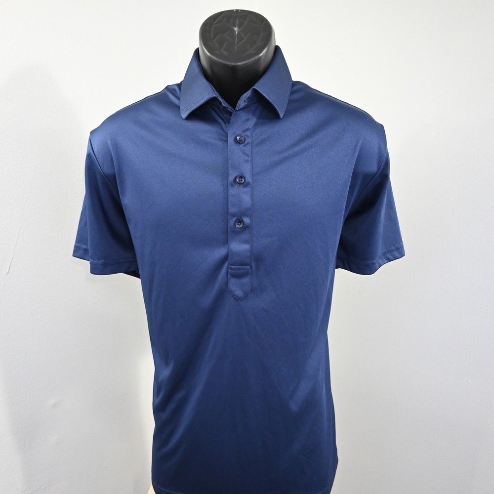 Collars & Co. Dress Collar Polo Mens Medium Blue Short Sleeve Button Up Shirt